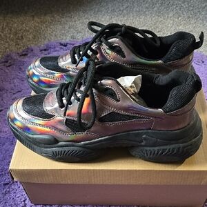 Iridescent Sneakers with Black Details